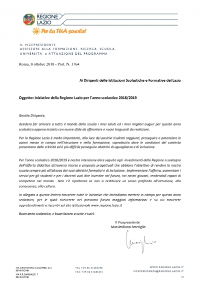 INIZIATIVE REGIONE LAZIO A.S. 2018/2019