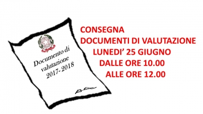 CONSEGNA DOCUMENTI DI VALUTAZIONE
