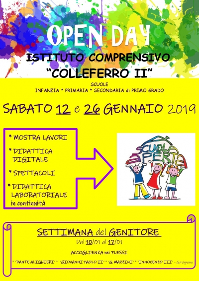 OPEN DAY 12 E 26 GENNAIO 2019
