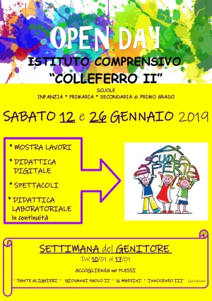 OPEN DAY 12 E 26 GENNAIO 2019