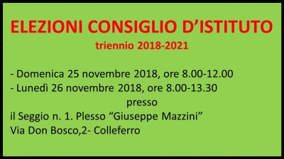 ELEZIONI CONSIGLIO D&#039;ISTITUTO TRIENNIO 2018/2021