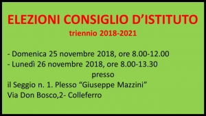 ELEZIONI CONSIGLIO D&#039;ISTITUTO TRIENNIO 2018/2021